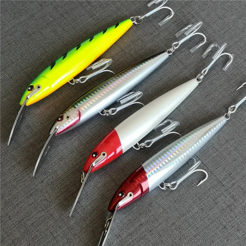 Swolfy 1pcs 130mm/32,5g 185mm/60g Troll ing Thunfisch Angel köder große sinkende See köder Elritze lockt Fisch köder vmc Haken – Detail 7