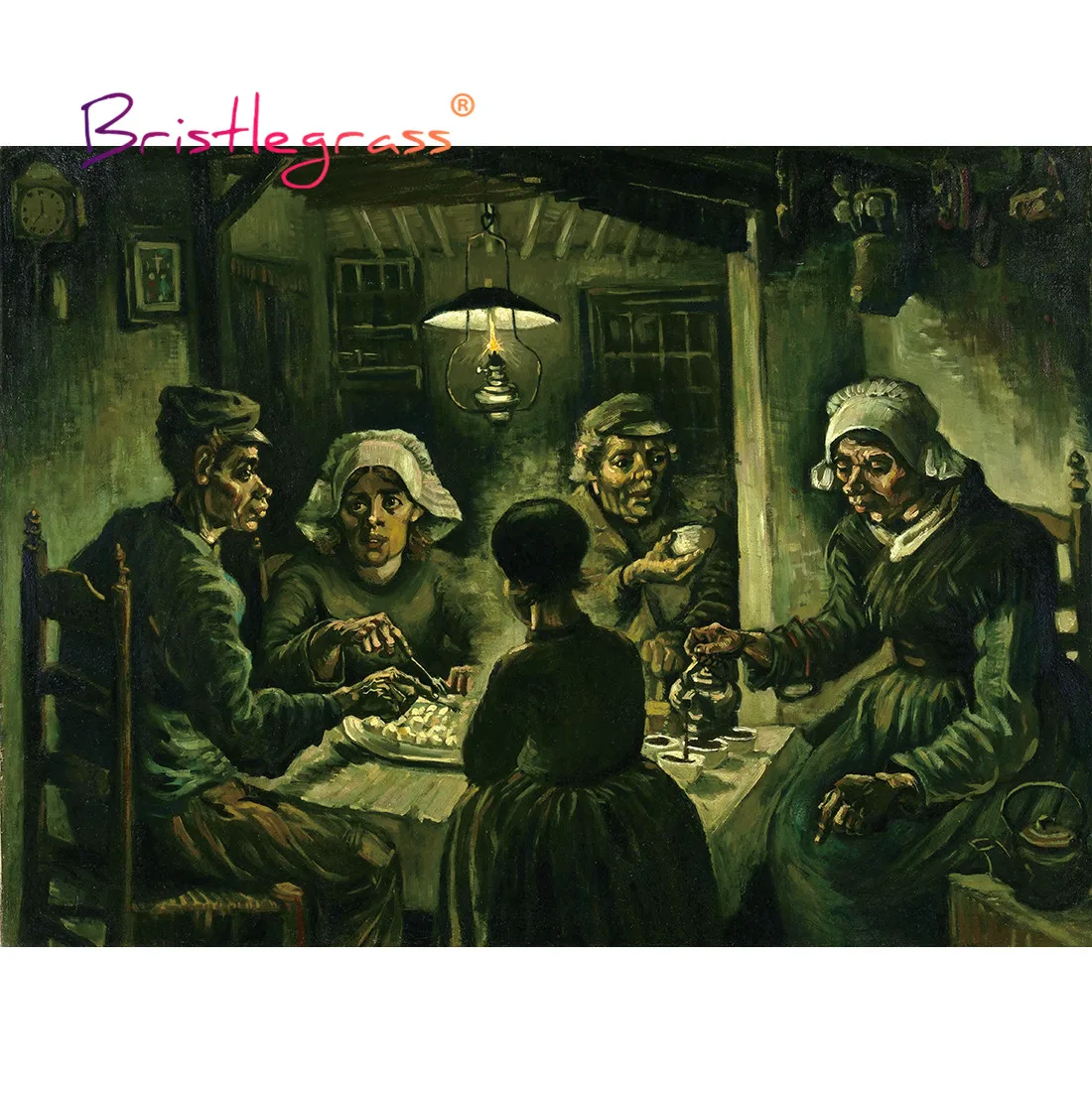 

BRISTLEGRASS Wooden Jigsaw Puzzles 500 1000 Piece Potato Eaters Vincent van Gogh Educational Toy Collectibles Painting Art Decor