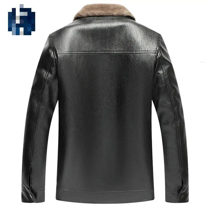 2020 Middle-aged And Elderly Fur Integrated Zipper Men Coat Business Casual Comfortable Warmth Plus Velvet Thick Pu Man Jacket