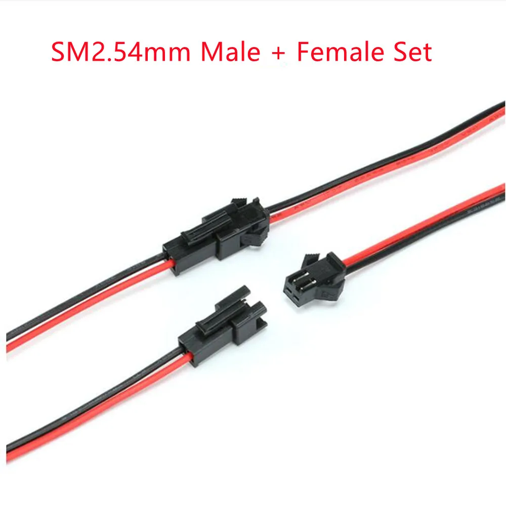 SM2.54mm Connector Male + Female Set Extension Cord Electronic Cable Connection Terminal Wires Single Head 2PIN 20CM