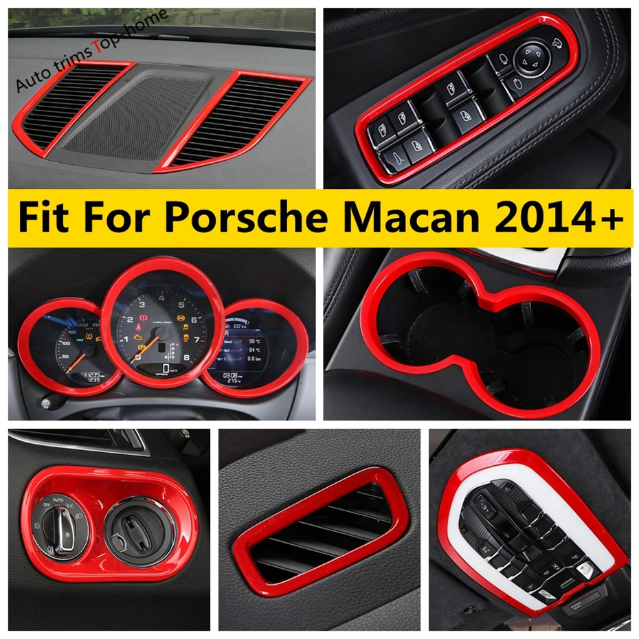 Air Conditioning Vent Outlet / Headlights Switch / Water Cup Holder / Dashboard Cover Trim Fit For Porsche Macan 2014 - 2023