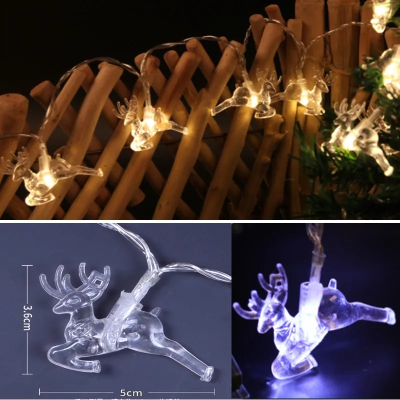 Deer Christmas Reindeer Festoon Led Light Room Garlands Home Decoration Battery-Operated Garland 3/6M String Light