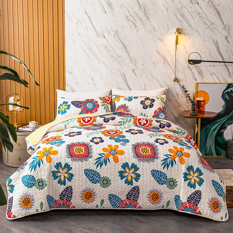 

Padding Bedspread on the Bed Floral Quilted Coverlet Queen Size Home Summer Quilt Blanket in Bedroom Cubrecam Bed Cover Colcha