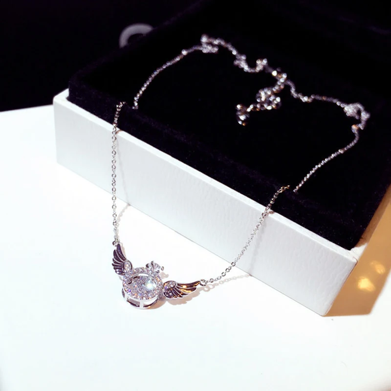 2022 Hot Fashion Super Shine Zircon Angle Wing Necklace for Women Luxury Rhinestone Stylish Choker Kolye Feminia Bijoux Gift