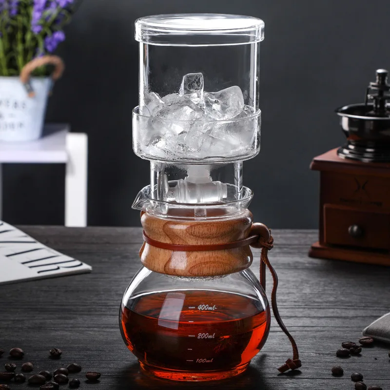 Creative Coffee Pot Practical Glass Coffee Kettle Ice Dripper Coffee Pot Durable Cold Brew Pot Coffee Dripper Pot About 400ml