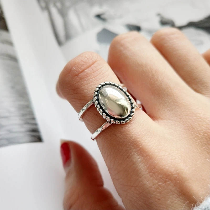 

Silvology 925 Sterling Silver Oval Glossy Rings Silver Temperament Fog surface Japan Korea Rings For Women Elegant Jewelry Gift