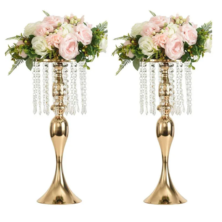 12pcs)Decoration Party Road Lead  Table Crystal Gold Table Wedding Flower Stand Centerpieces for Wedding Table Decoration 1542