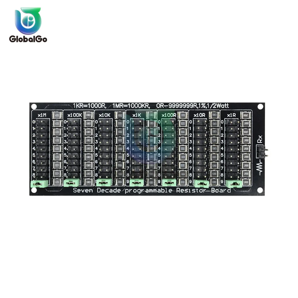 Resistência SMD ajustável Slide Resistor Board, 7 Sete Década, 1R-9999999R, Step Precisão, 1R, 1%, 1/2 Watt Módulo, 200V