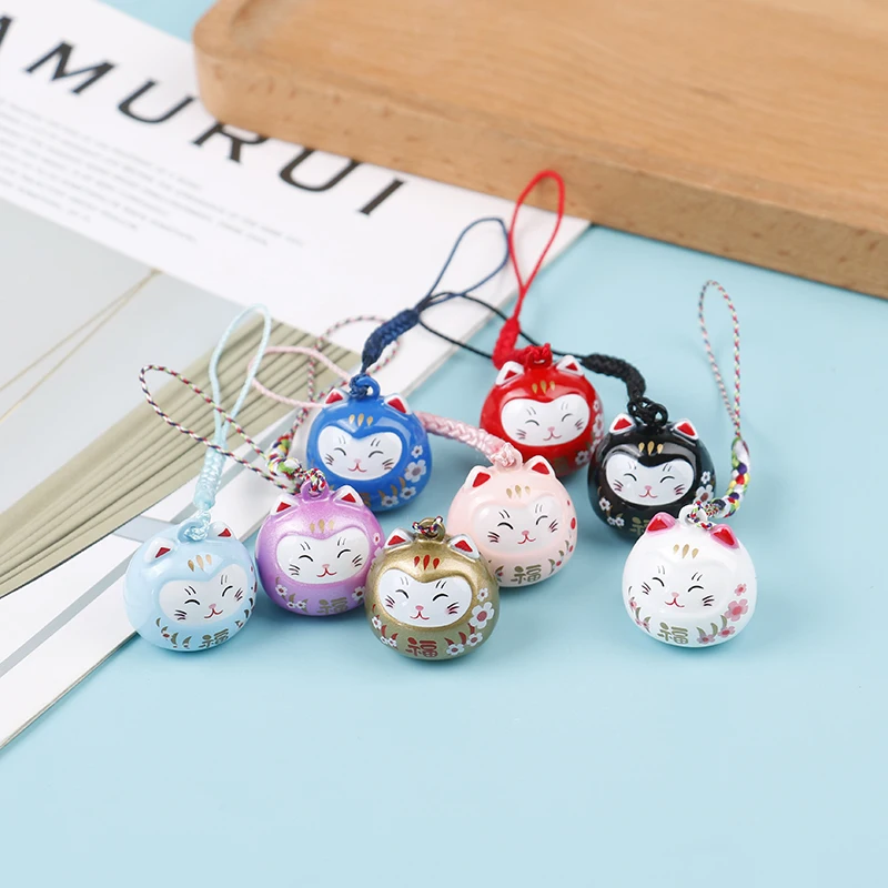 Cute Cartoon Japanese Lucky Cat Keychain Maneki Neko Trinkets Phone Charms Car Keys Pendant Key Chains Pray Keyfob Couple Gifts