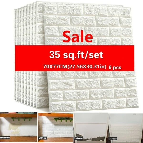 

3D Wall Stickers Imitation Brick Bedroom Decor Waterproof Self-adhesive Wallpaper for Living Room Decor Kitchen TV Wall Paper