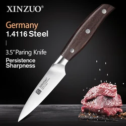 XINZUO 3.5'' Paring Knife GERMAN 1.4116 Stainless Steel Kitchen Knife Red Sandalwood Handle Fruit Utility Knives Kitchen Tackle