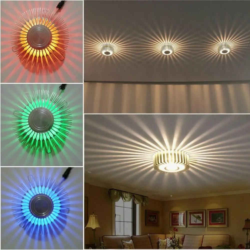 Imagem -04 - Led Luz de Parede Girassol Rgb Efeito Luzes Ac100265v Controle Remoto Lâmpada Parede Colorido Amarelo Azul Vermelho Decoração Interior w w