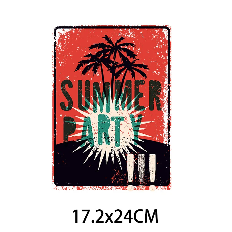 Summer Beach Coconut Tree Iron on Patches For DIY Heat Transfer Clothes T-shirt Thermal transfer stickers Decoration Printing