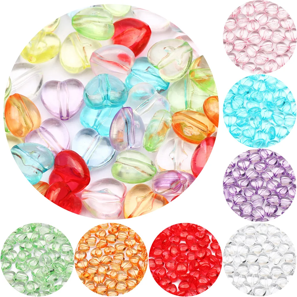50/100 stücke 11mm Transparent Charms Herz Form Acryl Perlen Lose Spacer Perlen Für Schmuck Machen Diy Armband halskette