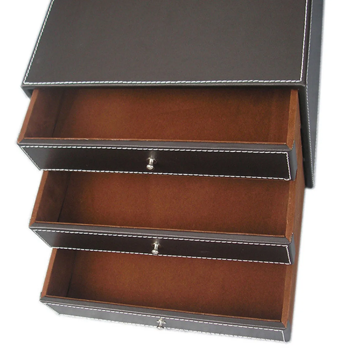 Leather Stationery Organizer Storage Boxes Desk Organizer Stand for Pens Home Office Storage Drawer Organizer for Documents Tray