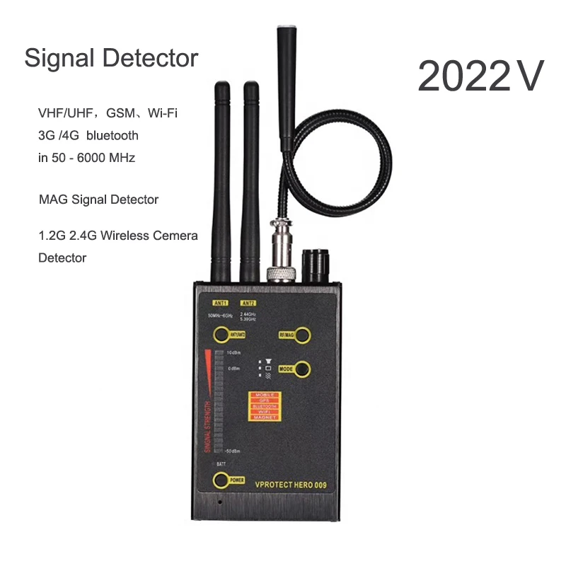 NEW Hero 009 Wireless Signal Detector VHF/UHF Anti-Spy GSM Wifi Scan Finder Magnetic MAG Signal Detector 2022