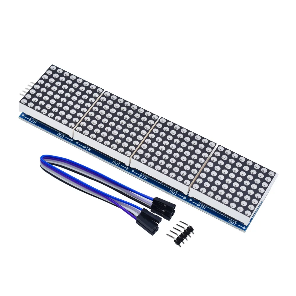 MAX7219 Dot Matrix Module For Arduino Microcontroller 4 In One Display with 5P Line Red Green Blue