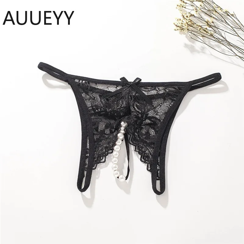 3 SIZE M L XL Hot Erotic Sexy Panties Open Crotch With Pearl Porn Lace Thongs And Briefs G Strings Underwear Women Sexy Lingerie