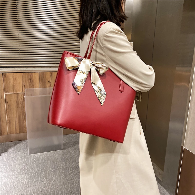 Fashion Scarves Ladies Handbag Large Capacity Tote Bag Leather Handbags Women Bags Designer New Elegant Shoulder Bag Female