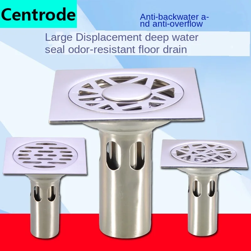 Stainless steel floor drain drain deodorant core three way toilet shower balcony deodorant washing machine floor drain all steel