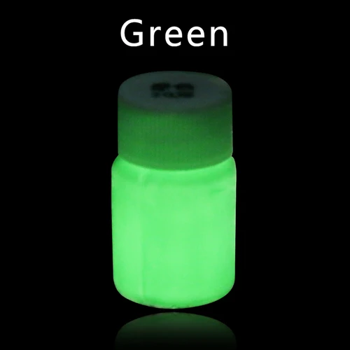 Pigmento fluorescente luminoso para decoración de fiesta, botella de 20g, color verde oscuro, pintura acrílica, artesanía artesanal