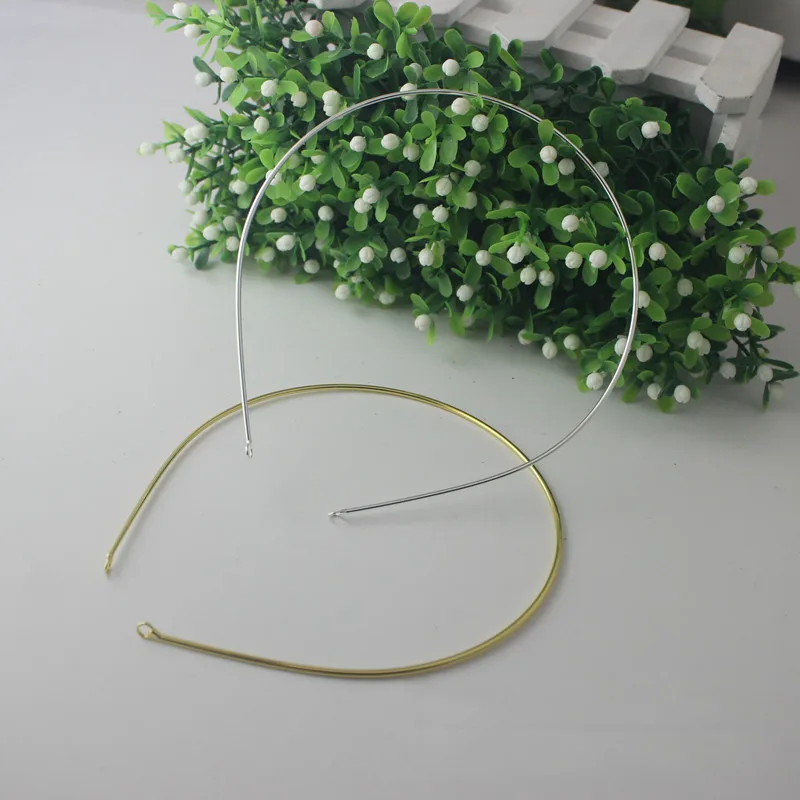 10pcs 1.5mm thick high quality electroplated headband Silver Gold color  Double Hoop Buckle Headband DIY Jewelry Accessories