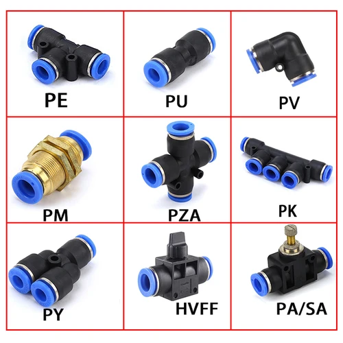 Conector de tubo de montaje neumático, accesorios rápidos de tubo de aire, manguera de empuje de agua de plástico, conectores PY de 4mm, 6mm, 8mm, 10mm, 12mmPV PE, PU