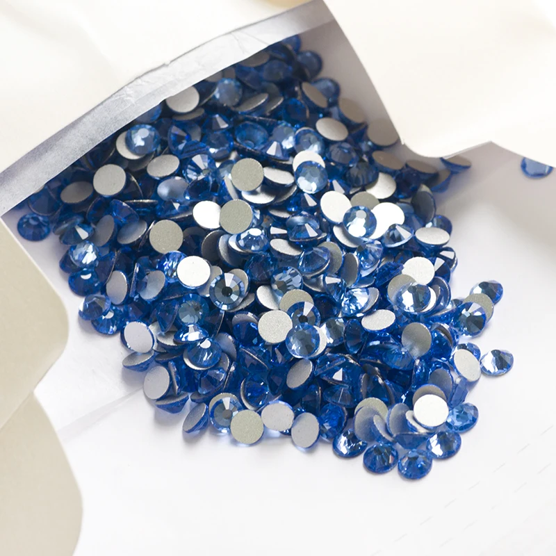 YANRUO 2058NOHF Non Hotfix Light Sapphire Strass Crystal Glue on Blue Rhinestones Embroidery Accessories Beads Mobile Accesories