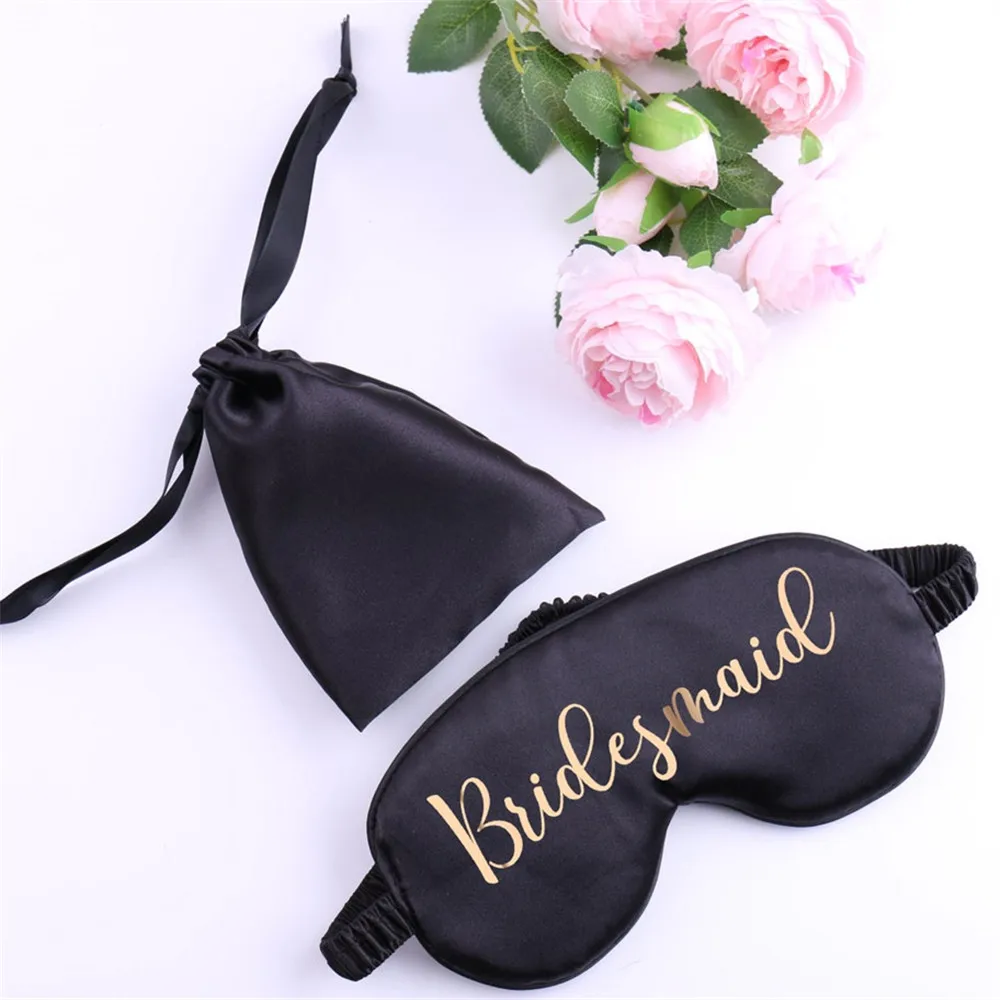 New Custom Name Eye Mask Personalized Printed Silk Sleep Mask With Bag Bachelorette Party Gifts Silk Sleeping Eye Mask Cover