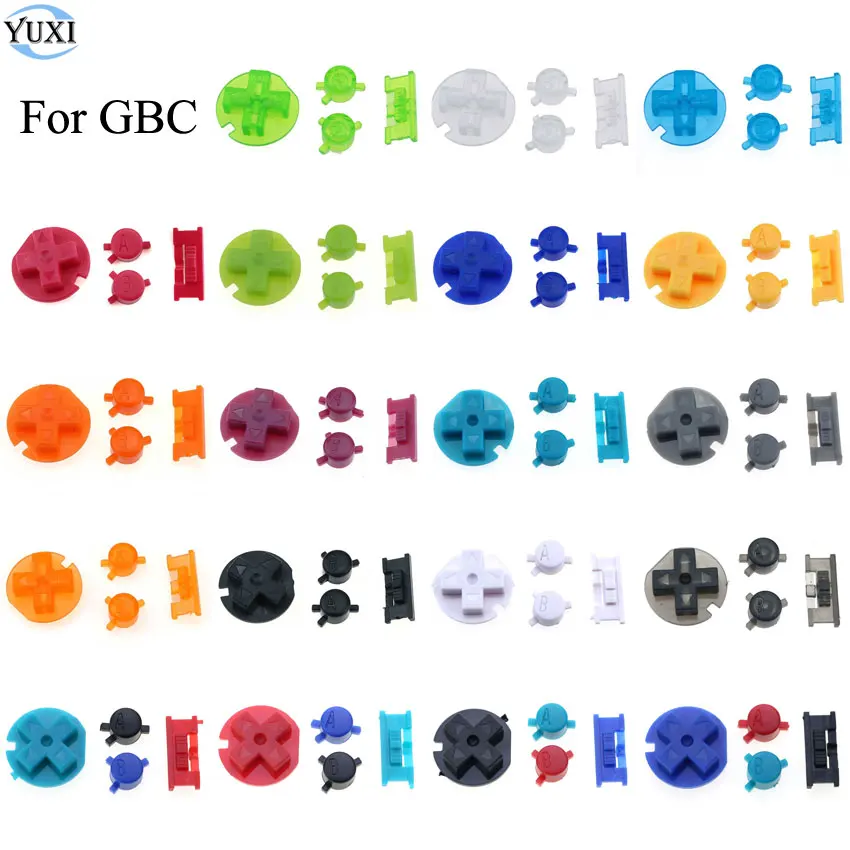 YuXi Plastic Power ON OFF D Pads A B Buttons Keypads For Gameboy Color For GBC Colorful Buttons