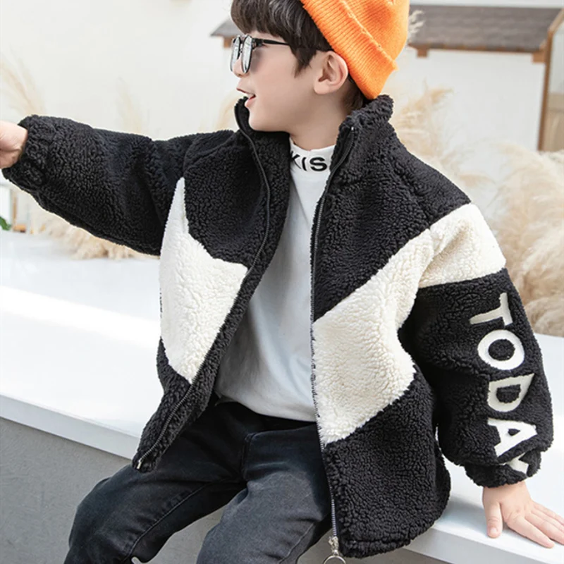 Meninos do bebê crianças jaquetas casacos outwear 2023 fuzzy engrossar quente mais veludo inverno outono velo algodão roupas infantis