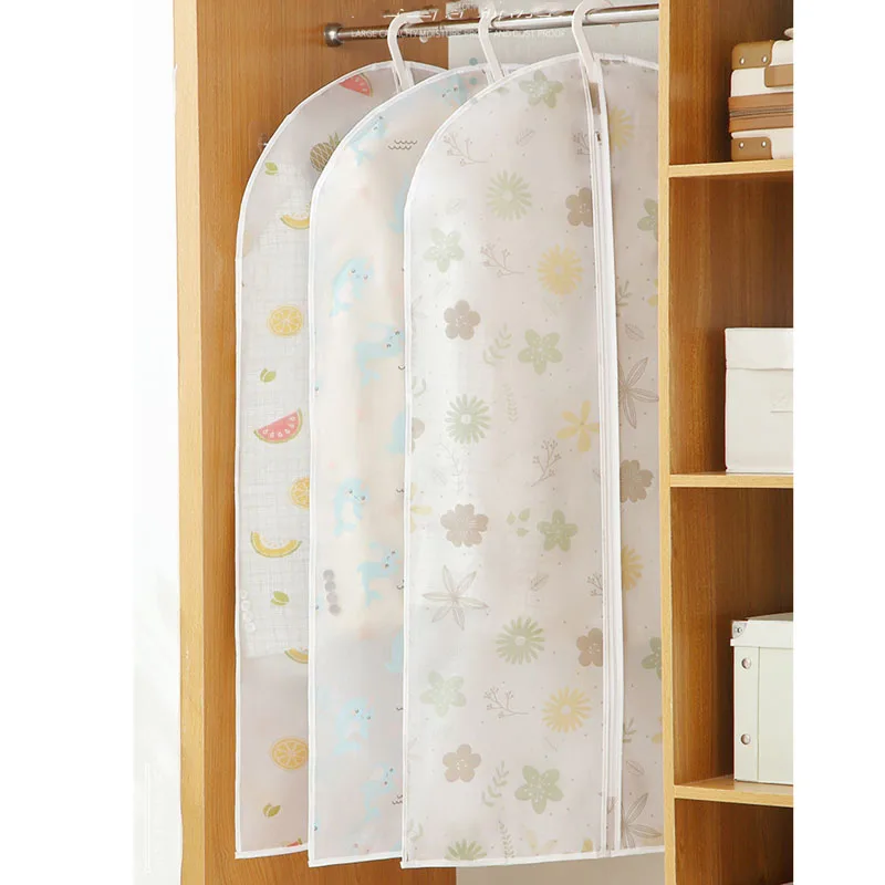 Washable Clothes Hanging Dust Cover Cartoon Pattern Suit Coat Storage Bags Garment Protective Case Wardrobe Organizer 10 Pieces