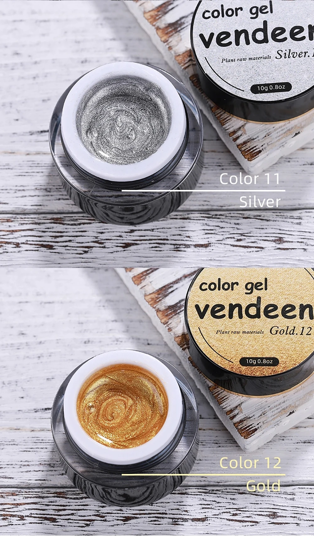 Vendeeni 12 Farben Malgel für Nageldesign, Zeichnungsgel, Nagellack, ablösbares UV-LED-Gel, lackiertes Gel, 10g – Detail 9