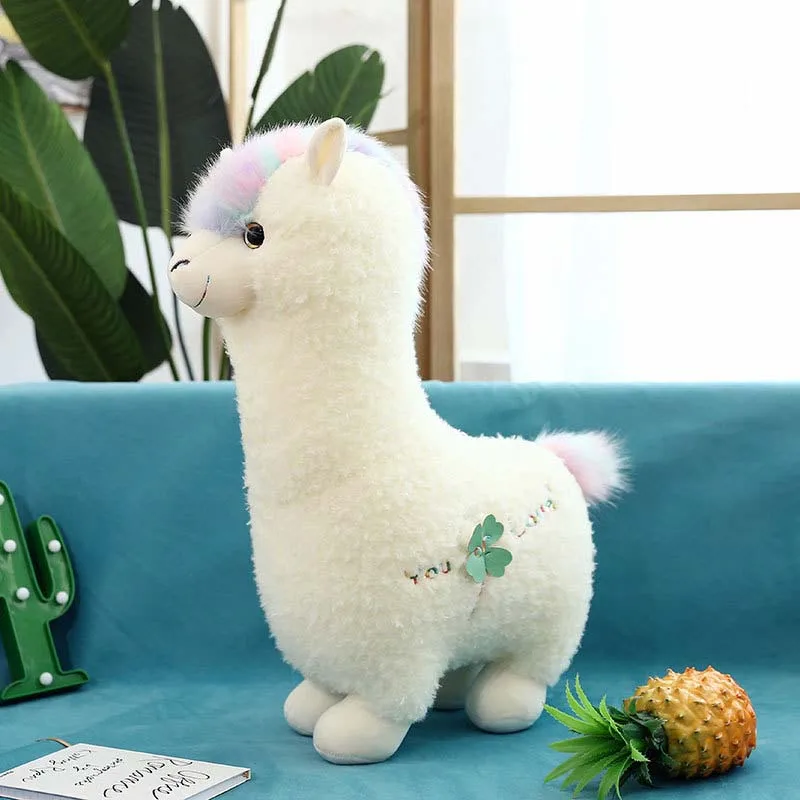 38cm 46cm  White Alpaca Llama Plush Toys Doll Animal Stuffed Animal Dolls Soft Plush Alpacasso For Kids Birthday Gifts