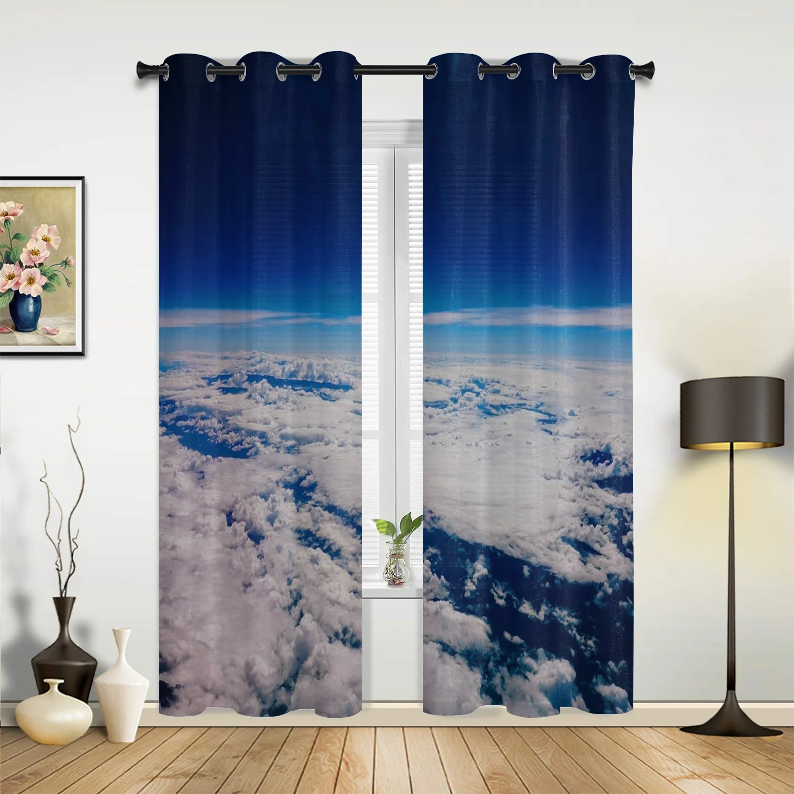 Outdoor Curtains Earth Clouds Sky Living Room Kitchen Curtain Drape For Patio Garden Gazebo Yard Valance Cutains