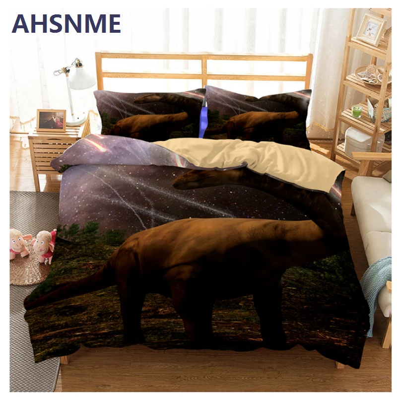 AHSNME Meteorites Falling Night Sky Dinosaurs Extinction Bedding Set High-definition Print Quilt Cover for AU and EU and RU Size