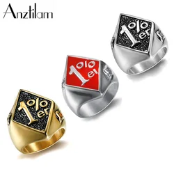 Hip Hop Stainless Steel 1%er Punk Rings for Men Rings for Men Biker Club Rapper Skull Ring Jewelry
