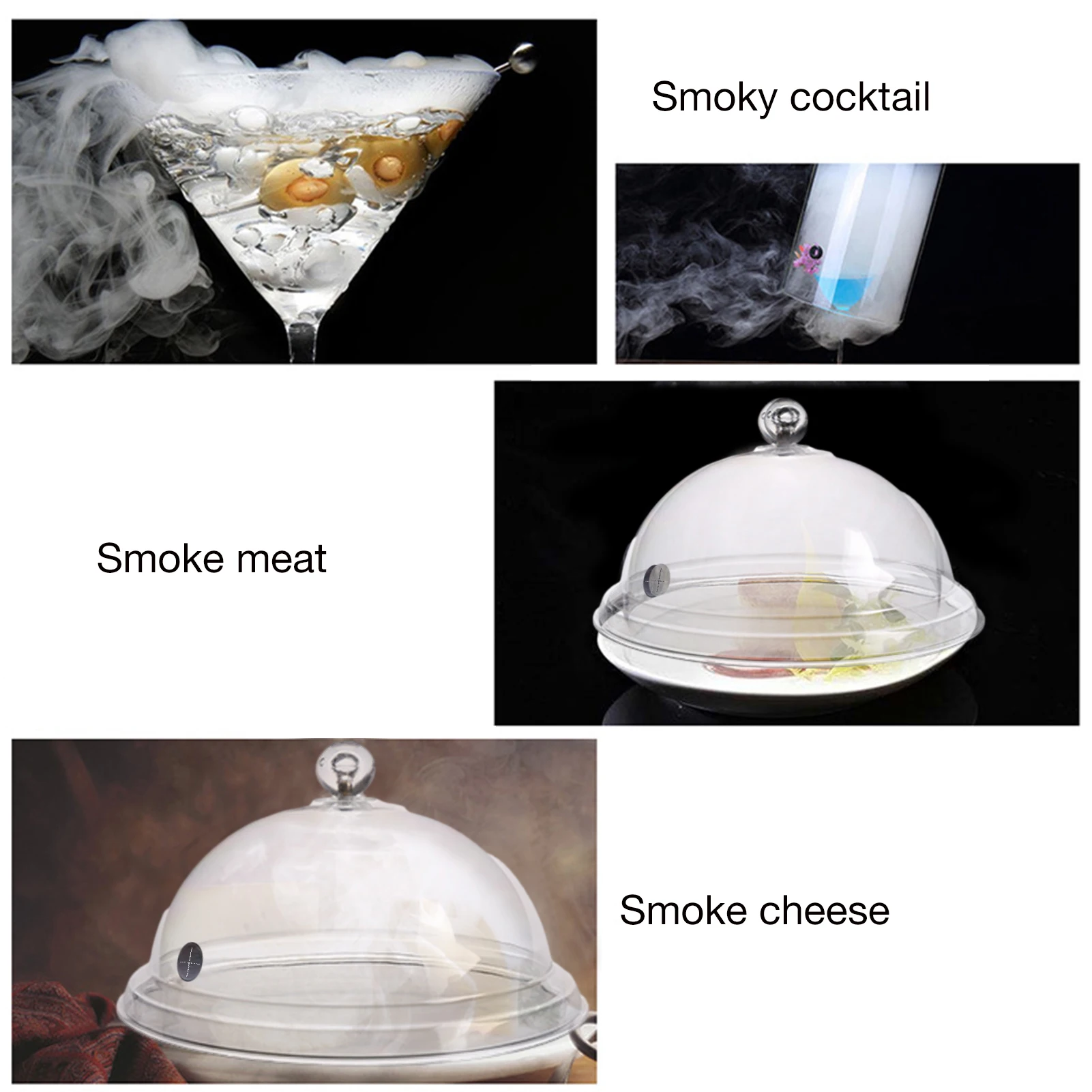 Molecular Cuisine Smoke Hood Food Grade Transparent Cover for Smoke Food Kitchen Tool