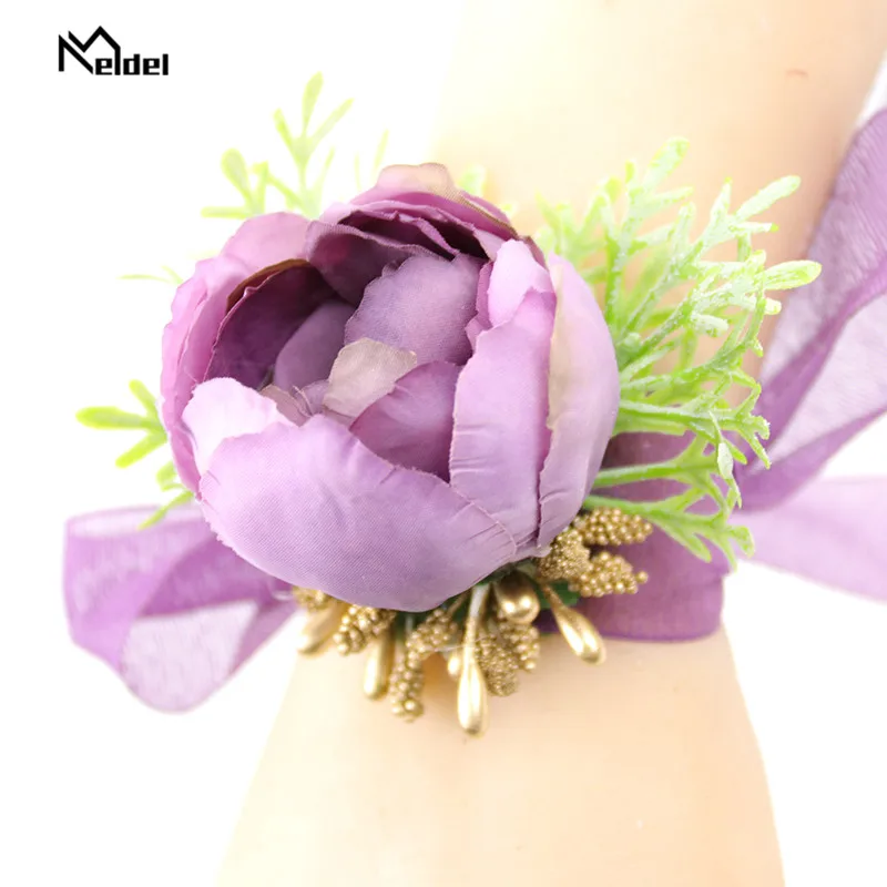 Weiß Rosen Hochzeit Handgelenk Corsage Armband Brautjungfern Seide Blumen Blume Im Knopfloch Pin für Groomsmen Hochzeit Korsagen Zubehör