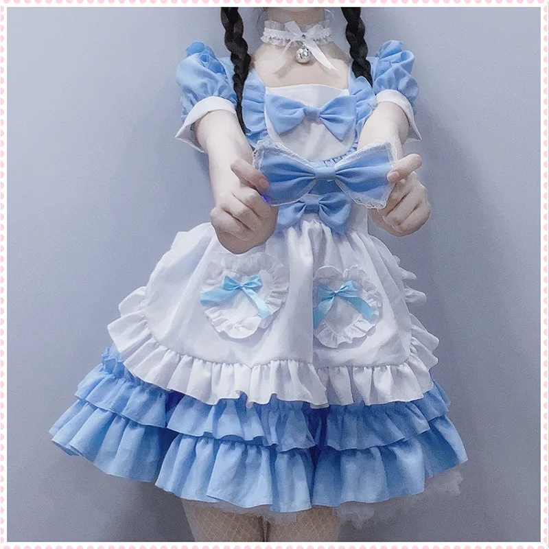 S-XXL Party Dress Maid Jurk Japanse Sexy Crème Sweetheart Maid Jurk Blauw Pure Lolita Jurk Mooie Jurk Rollenspel jurk