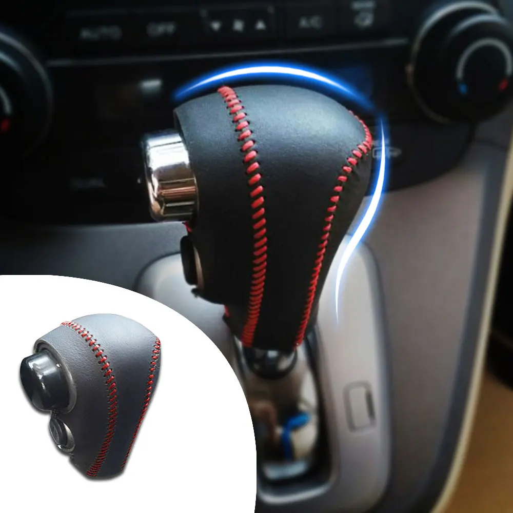 For Honda CRV 2008 2009 2010 2011 2012-2014 AT 1pc PU Leather Hand Brake Shift Knob Cover Gear Case Car Decor Shift Knob Shell