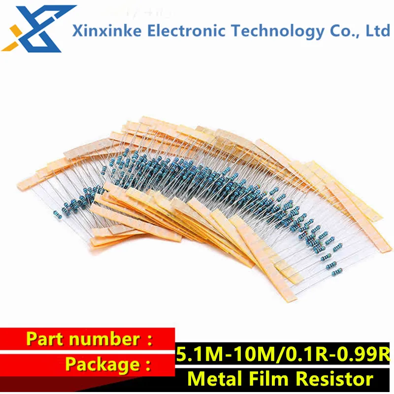 100Pcs/Lot 0.125W 1/8W 1/6W ±1% Metal Film Resistance Resistor 5.1M-10M 0.1R-0.99R 0R 0.22R 0.33R 0.5R 0.68R 0.75R 8.2M 9.1M