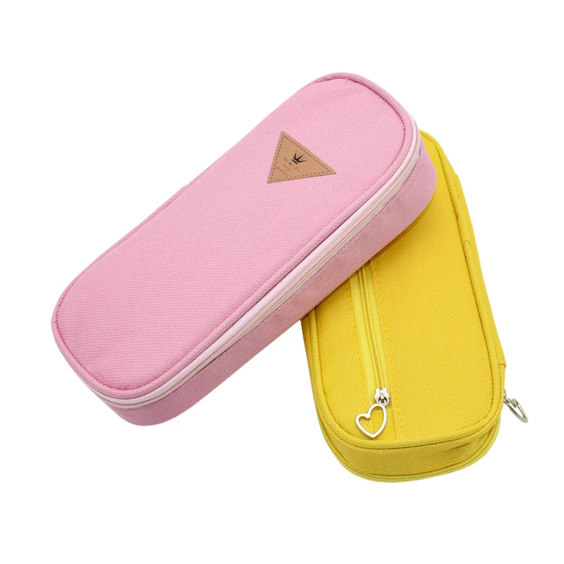 1Pcs Simple Candy Color Large-capacity Pencil Case Zipper Bag Multi- function Flip Pencil Bag School Stationery Supplies Case