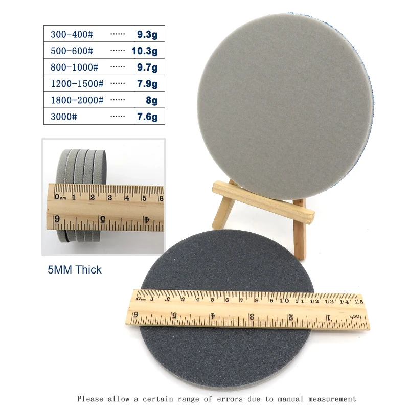 5Pcs Sponge Sandpaper Sanding Disc 5 Inch 125mm 300-3000 Grit Sponge Sanding Paper for Polishing Grinding Power Tool Accessories