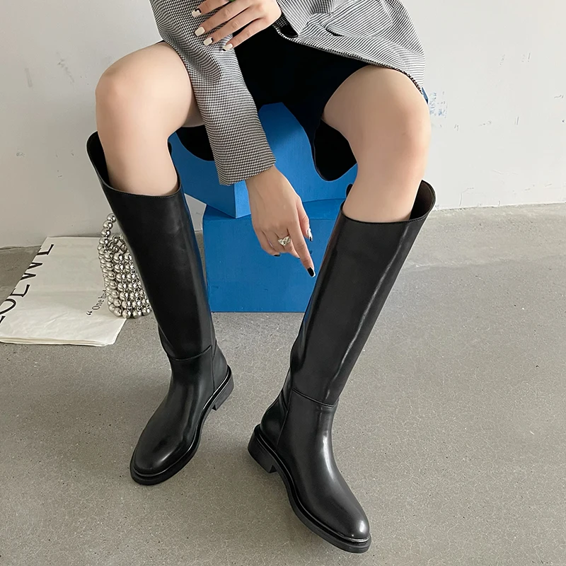 Botas altas para mujer, zapatos occidentales para mujer, primavera otoño 20224, nuevas botas modernas de caballero hasta la rodilla de estilo