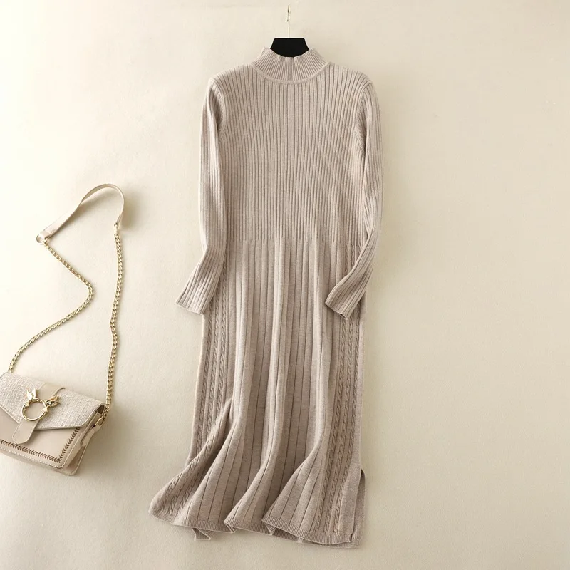 Autumn Winter long thick straight Sweater dress women solid loose pure solor Thick dress Female oversize knit dress Long sleeve