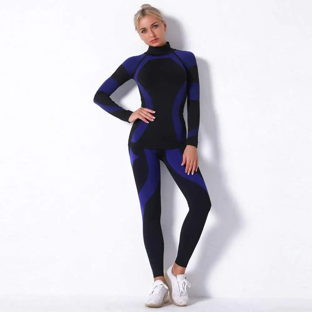 Ensemble de sous-vêtements thermiques pour femme, longs caleçons imbibés, fitness, gym, ski, snowboard, course à pied, yoga, sport, entraînement,