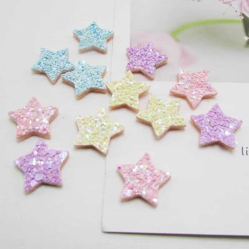 50 sztuk/partia 2cm glitter star klocki łatki aplikacje dla Craft ubrania akcesoria do szycia DIY akcesoria do włosów