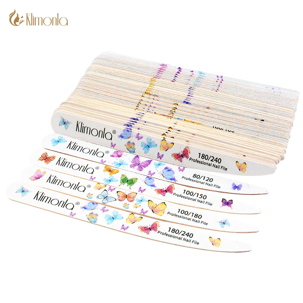 10Pcs Butterfly Nail File Mix Grit Wooden Professional nail files 100x180 Buffer for manicure Nails tools 180 240 Grit Sandpaper