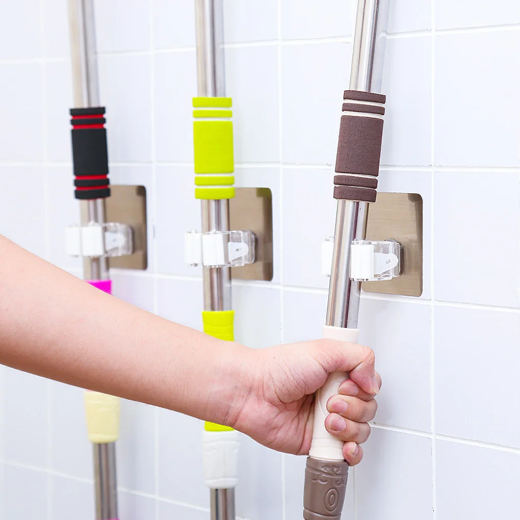Wall Mounted Mop Holder Brush Broom Hanger Storage Rack Bathroom Organizer Hanging Pipe Hooks mop holder Cleaning Tool Rack
